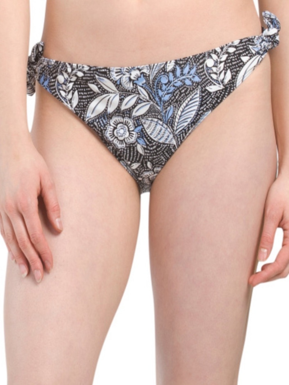 Summersalt ‘The Tie’ Floral Bikini Bottom Sz 18 Swimsuit Black White & Blue